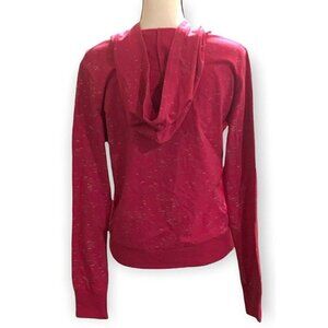 Ultra Teeze Womens Space Dye Drawstring Hoodie Size M Front Zip Fuschia